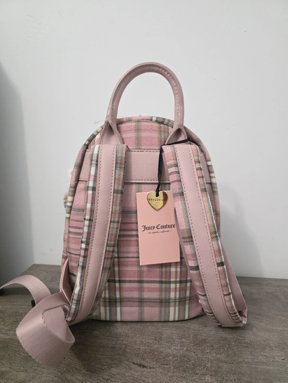Juicy Couture Pink Plaid Backpack with Bear Charm New Viral TikTok